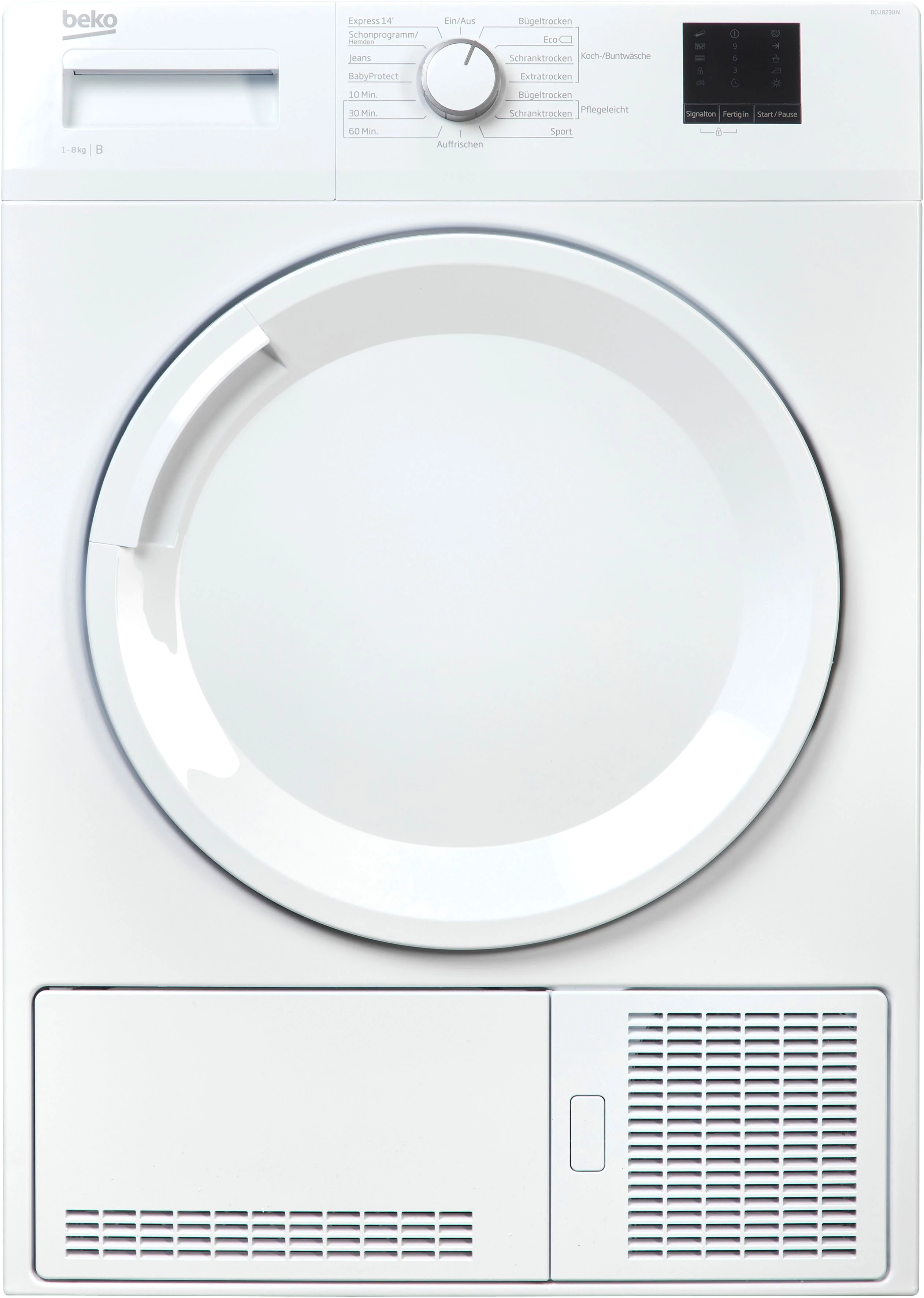 BEKO Kondenstrockner DCU 8230 N, Express-Programm, Aquawave-Schontrommel, LED-Display